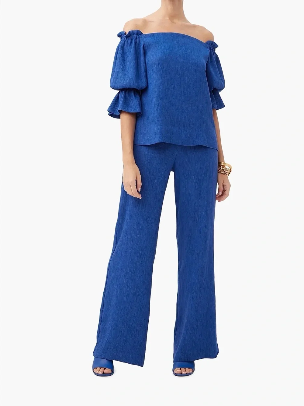 Trina Turk Long Weekend Plissé Pull-On Pants Admiral Blue NWT 6 $268